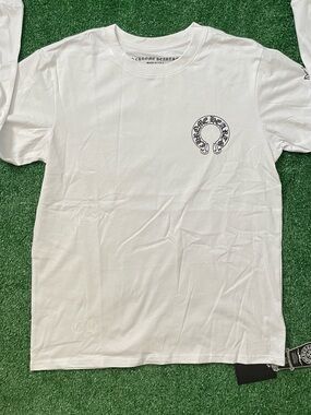 Chrome Hearts White Long Sleeve Tee with Black Logo